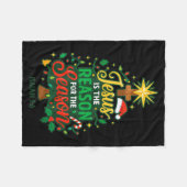 Jesus Reason Season Christian Christmas Family Pjs Fleece Deken (Voorkant (Horizontaal))