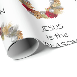 JESUS REASON SEASON Festive Wreath CHRISTMAS Cadeaupapier