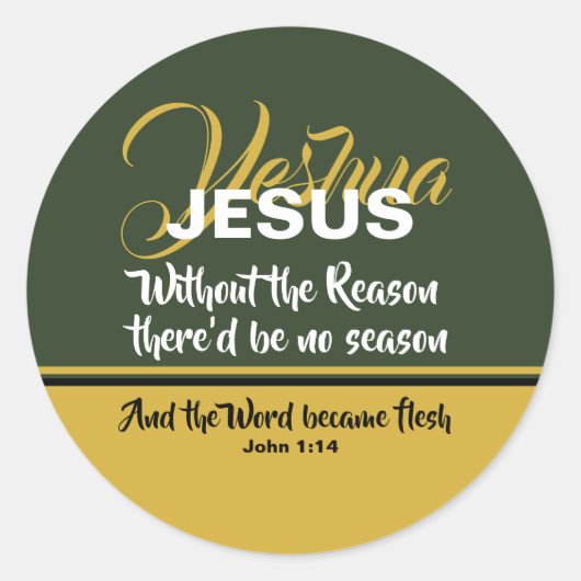 JESUS REASON SEASON Scripting Christelijke CHRISTM Ronde Sticker (Voorkant)