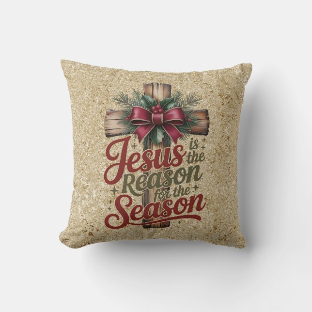 Jesus Reason Seizoen Worp Kussen (Voorkant)