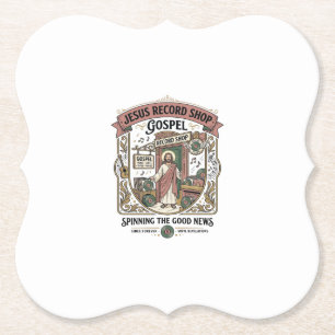 Jesus Record Shop Gospel Jezus Record Shop Christe Kartonnen Onderzetters