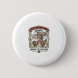 Jesus Record Shop Gospel Jezus Record Shop Christe Ronde Button 5,7 Cm