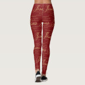 Jesus Red Gold Christelijk Religieus Kerstcadeau Leggings (Achterkant)