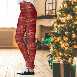 Jesus Red Gold Christelijk Religieus Kerstcadeau Leggings<br><div class="desc">Voeg een elegante, betekenisvolle toets toe aan uw Kerstmis met deze rode en gouden, godsdienstige kerst-leggings met het bijbelvers Lucas 2:11-12 (Want voor u is deze dag geboren in de stad van David een Verlosser, dat is Christus de Heer. En dit zal een opdracht voor u zijn). Als u wijzigingen...</div>