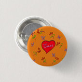 Jesus Red Heart Floral Sinaasappel Christelijk Ronde Button 3,2 Cm (Voorkant /achterkant)