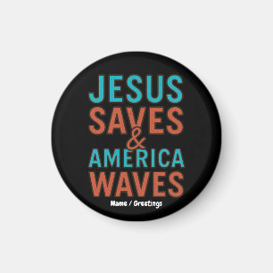 Jesus Redt & Amerika Zwaait Vintage Christelijk Magneet
