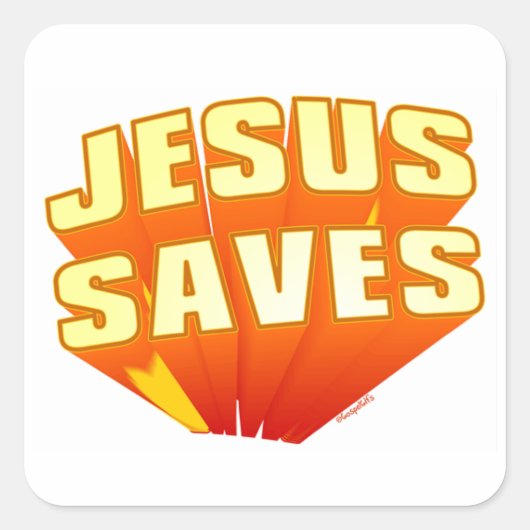 Jesus redt Christelijk cadeau Vierkante Sticker (Voorkant)