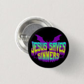 Jesus Redt Goths Knop Ronde Button 3,2 Cm (Voorkant /achterkant)