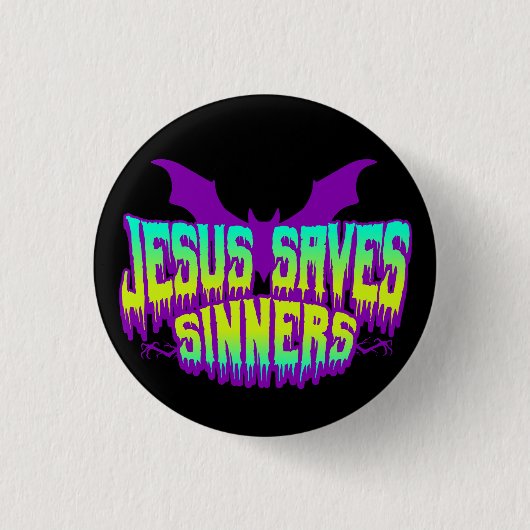 Jesus Redt Goths Knop Ronde Button 3,2 Cm (Voorkant)
