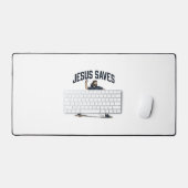 Jesus redt honkbalpitcher vintage gravure shirt bureaumat (Keyboard & Muis)