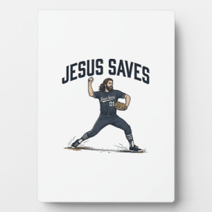 Jesus redt honkbalpitcher vintage gravure shirt fotoplaat