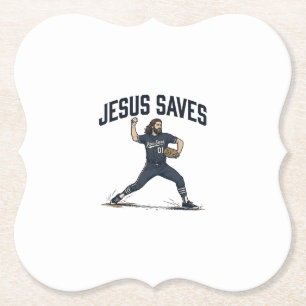 Jesus redt honkbalpitcher vintage gravure shirt kartonnen onderzetters
