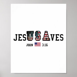 Jesus Redt Jesusredt Vlag Van De Vs Amerikaanse Vl Poster