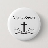 Jesus Redt Knop Ronde Button 5,7 Cm (Voorkant)