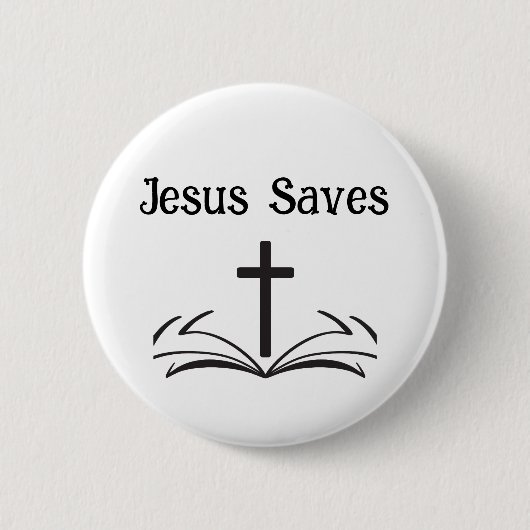 Jesus Redt Knop Ronde Button 5,7 Cm (Voorkant)