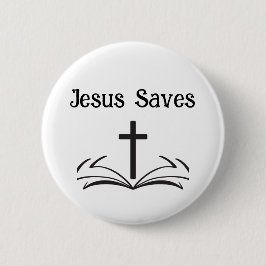 Jesus Redt Knop Ronde Button 5,7 Cm