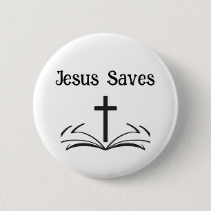 Jesus Redt Knop Ronde Button 5,7 Cm
