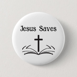 Jesus Redt Knop Ronde Button 5,7 Cm