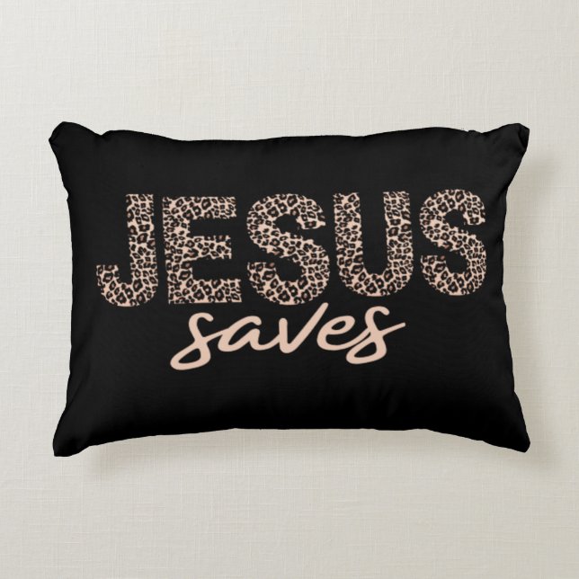 Jesus redt Leopard Accent Pillow Accent Kussen (Voorkant)