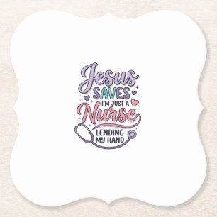 Jesus redt Nurse Faith Shirt Ontwerp_1 Kartonnen Onderzetters