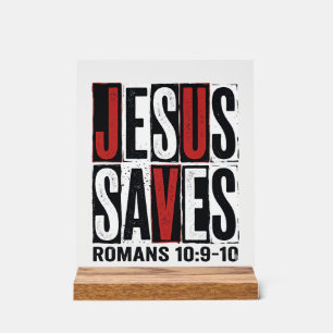 Jesus Redt Romeinen 10_9 Christelijk Vintage T-shi Acryl Bord