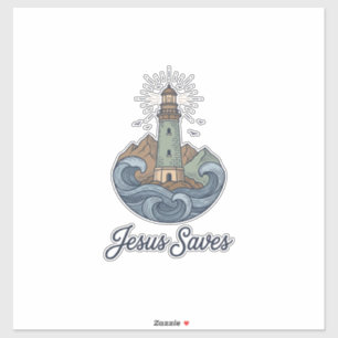 Jesus Redt Vintage Vuurtoren Christelijk T-shirt_1 Sticker