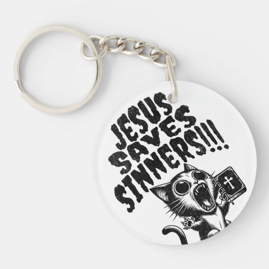 Jesus redt zondaar - Kitty Sleutelhanger (Voorkant)