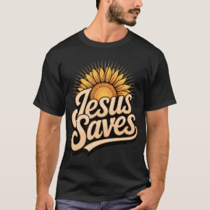 Jesus Redt Zonnebloem Subtiel Christelijk Religieu T-shirt