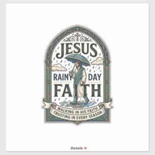 Jesus Regenachtig Geloof Jesus Regenachtige Dag Ch Sticker