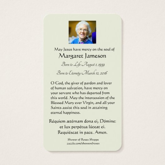 Jesus Religious Funeral Prayer Memorial Kaart (Achterkant)