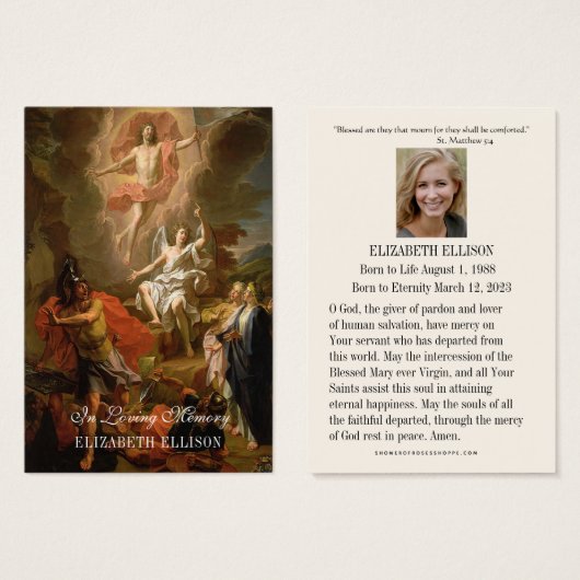 Jesus Resurrection Funeral Prayer Heilige Kaart (Voorkant /achterkant)
