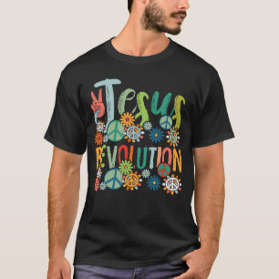 Jesus Revolutie Geloof Retro Groovy Bloem Vrede S T-shirt