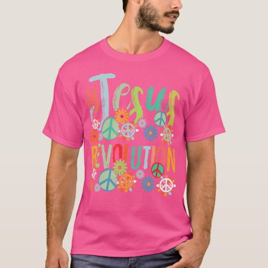 Jesus Revolution Faith Retro Groovy Flower Peace S T-shirt (Voorkant)
