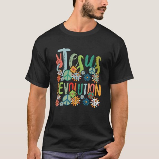 Jesus Revolution Faith Retro Groovy Flower Peace S T-shirt (Voorkant)