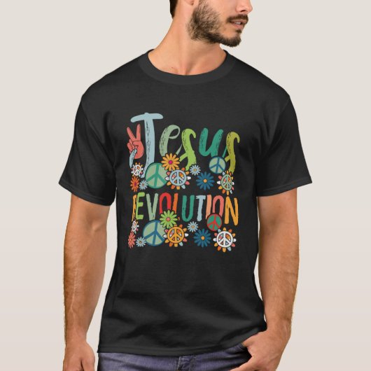 Jesus Revolution Faith Retro Groovy Flower Peace S T-shirt (Voorkant)