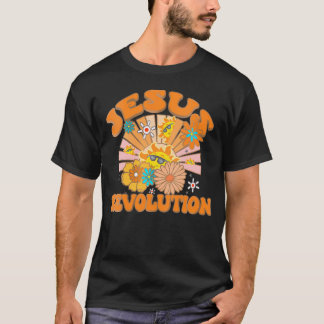 Jesus Revolution Grappig Christelijk Groovy Boho V T-shirt
