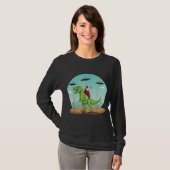 Jesus Riding a Dinosaur Funny Bigfoot UFO Alien Ab T-shirt (Voorkant volledig)