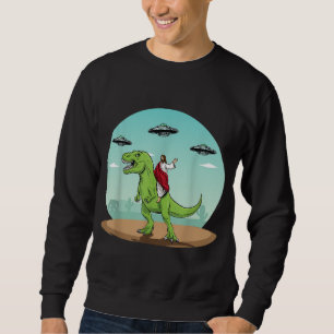 Jesus Riding a Dinosaur Funny Bigfoot UFO Alien Ab Trui