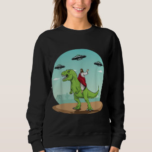 Jesus Riding a Dinosaur Funny Bigfoot UFO Alien Ab Trui