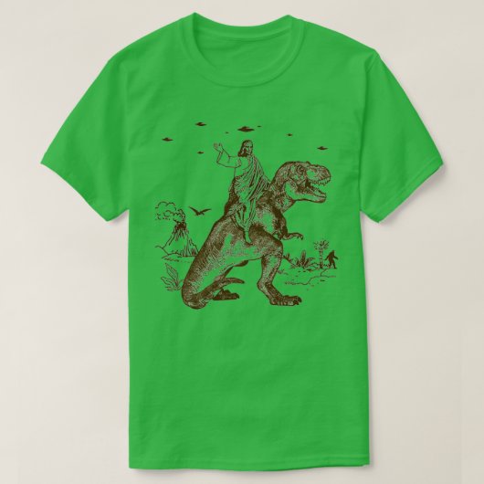 Jesus Riding a Dinosaur Perfect Gift T-shirt (Design voorkant)