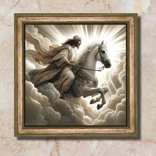 Jesus Riding a White Horse Christelijke Bijbelkuns Poster