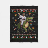 Jesus Riding Dinosaur Funny Meme Ugly Christmas Sw Fleece Deken (Voorkant)