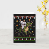 Jesus Riding Dinosaur Funny Meme Ugly Christmas Sw Kaart (Gele Bloem)