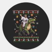 Jesus Riding Dinosaur Funny Meme Ugly Christmas Sw Ronde Sticker (Voorkant)