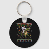 Jesus Riding Dinosaur Funny Meme Ugly Christmas Sw Sleutelhanger (Voorkant)