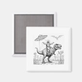Jesus Riding Dinosaur T-rex Ufo Hunting Alien Sci- Magneet (Voorkant / Achterkant)