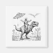 Jesus Riding Dinosaur T-rex Ufo Hunting Alien Sci- Magneet (Voorkant)