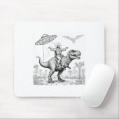 Jesus Riding Dinosaur T-rex Ufo Hunting Alien Sci- Muismat (Met muis)