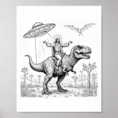 Jesus Riding Dinosaur T-rex Ufo Hunting Alien Sci- Poster (Voorkant)