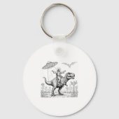 Jesus Riding Dinosaur T-rex Ufo Hunting Alien Sci- Sleutelhanger (Voorkant)